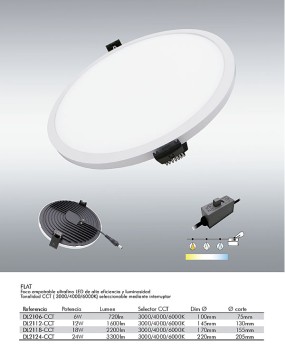 Downlight slim LED Flat, vue du produit, ref. DL2106-CCT
